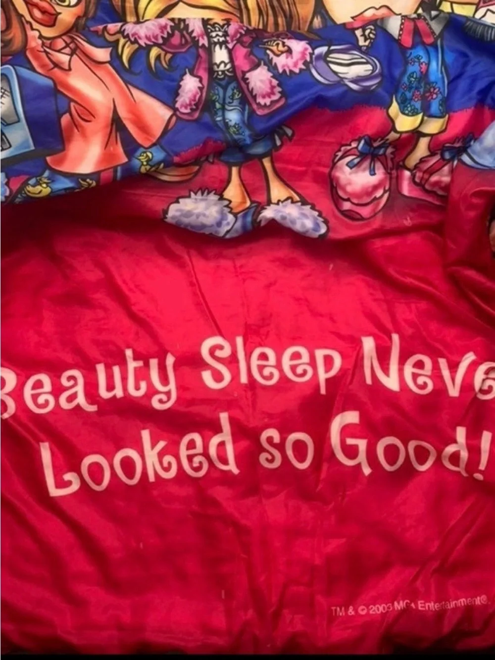 Vintage 2003 Bratz Slumber Party Sleeping Bag Pink Zip Up MGA 31x66 Kids Sleep